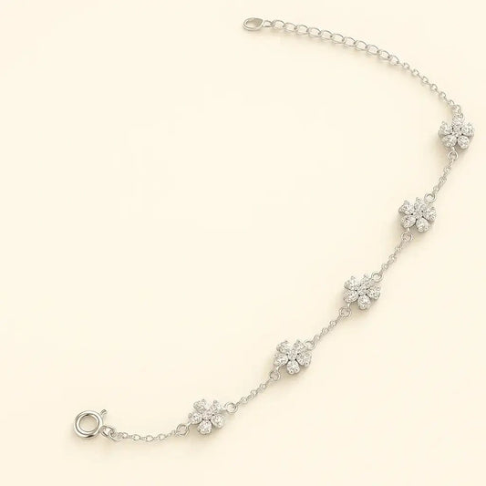 Petal Cascade 925 Sterling Silver Bracelet - Alymwndw