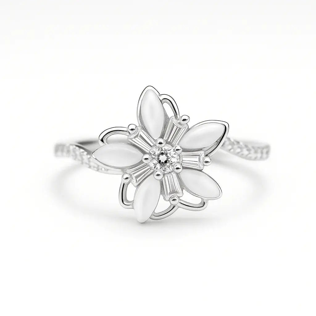 Petal Elegance 925 Sterling Silver & Gold - Plated Ring - Alymwndw