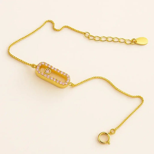 Pink Mojo Gold - Plated 925 Sterling Silver Bracelet - Alymwndw