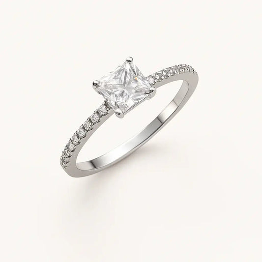 Princess Solitaire 925 Sterling Silver Ring - Alymwndw