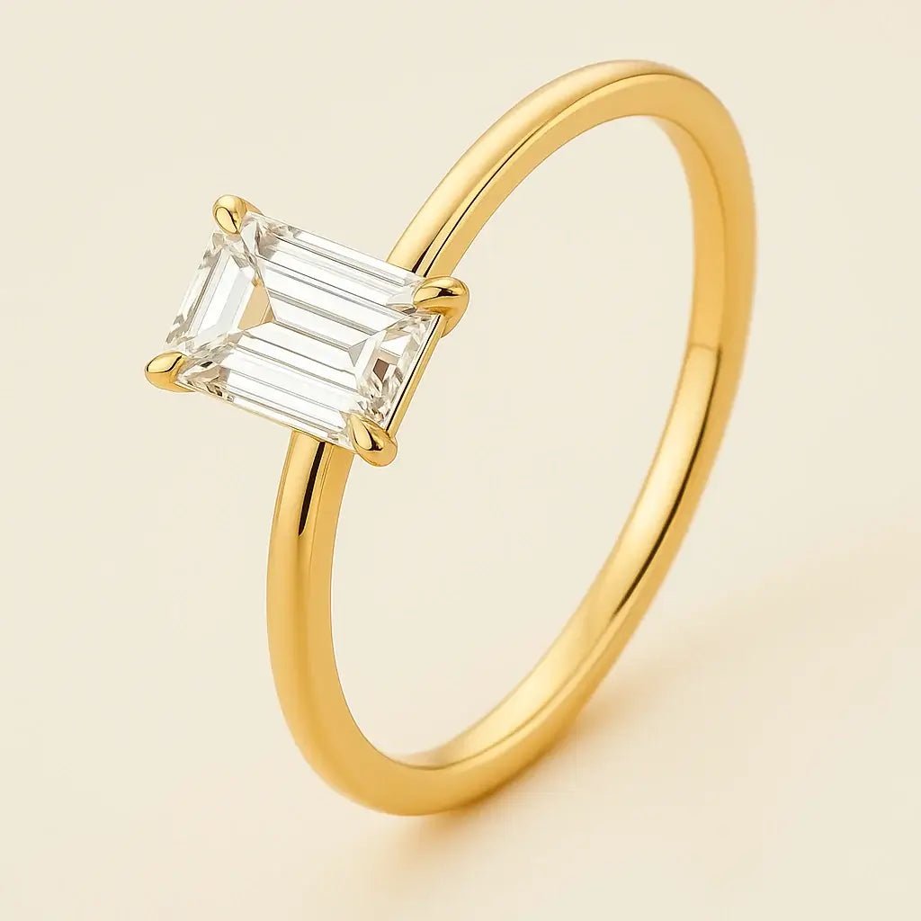 Radiant Baguette • 1 Carat Baguette Moissanite Ring in Gold - Plated 925 Silver - Alymwndw