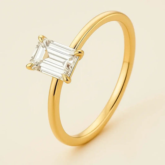 Radiant Baguette • 1 Carat Baguette Moissanite Ring in Gold - Plated 925 Silver - Alymwndw