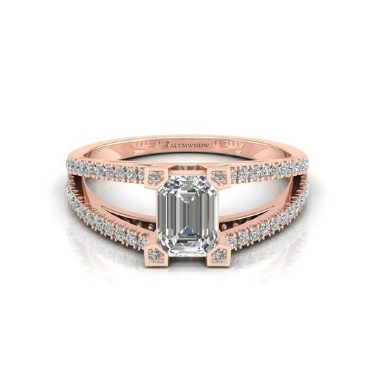 Radiant Moissanite Diamond Ring – Silver, Gold & Platinum | Customizable Elegance - Alymwndw