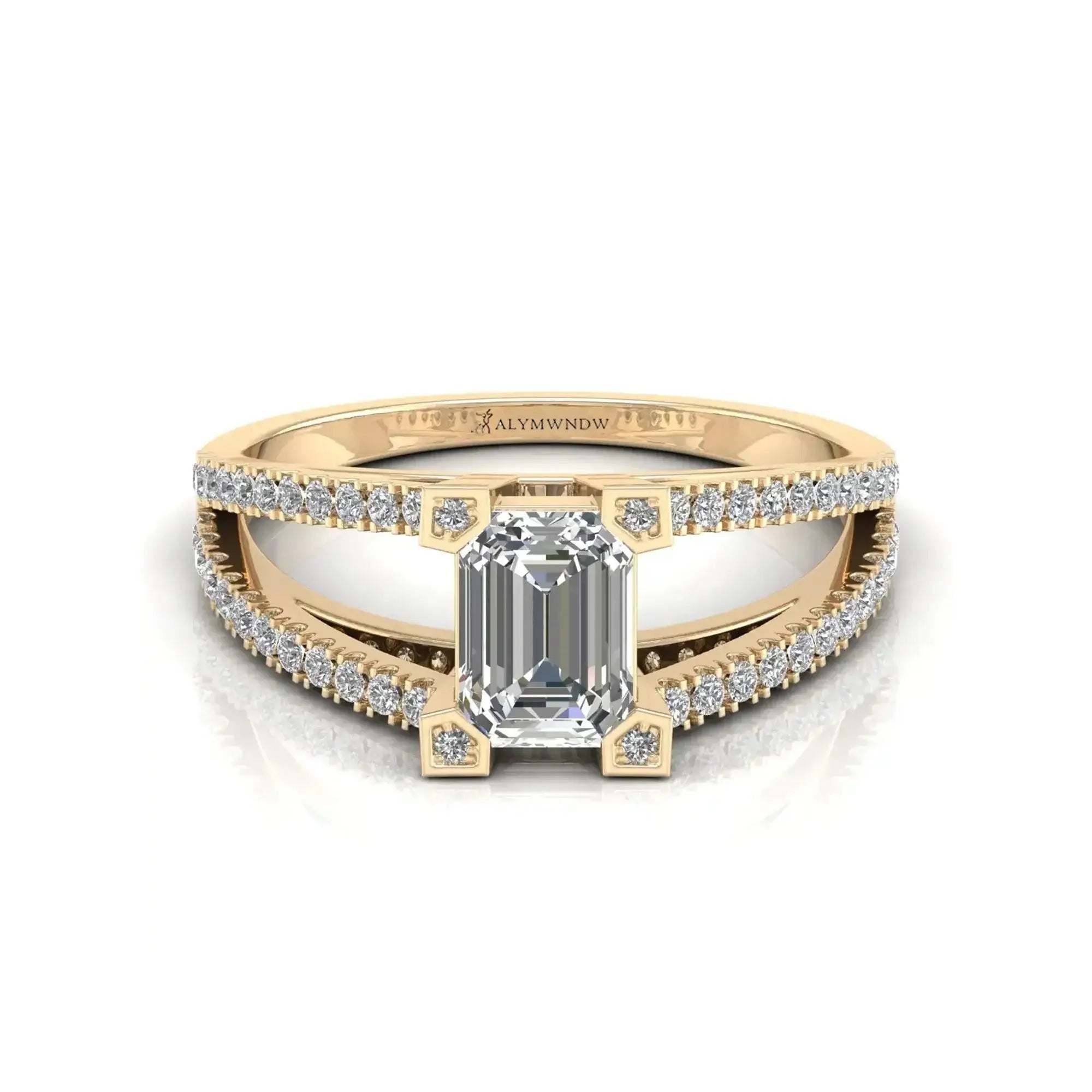 Radiant Moissanite Diamond Ring – Silver, Gold & Platinum | Customizable Elegance - Alymwndw