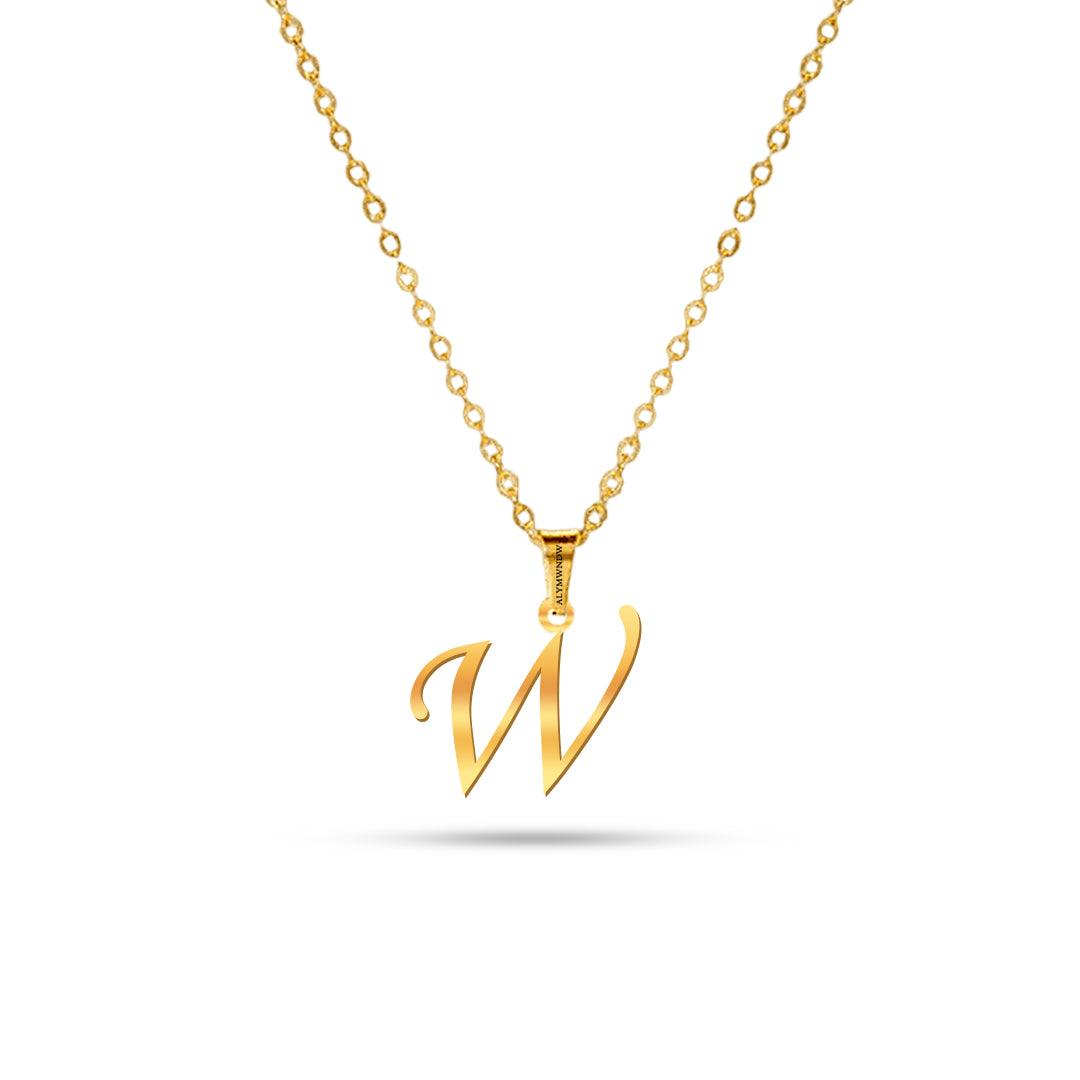 Real 18K / 21K / 22K Gold Initial Necklace – Personalized English Letter - Alymwndw