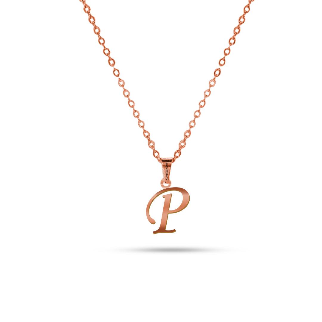 Real 18K / 21K / 22K Gold Initial Necklace – Personalized English Letter - Alymwndw