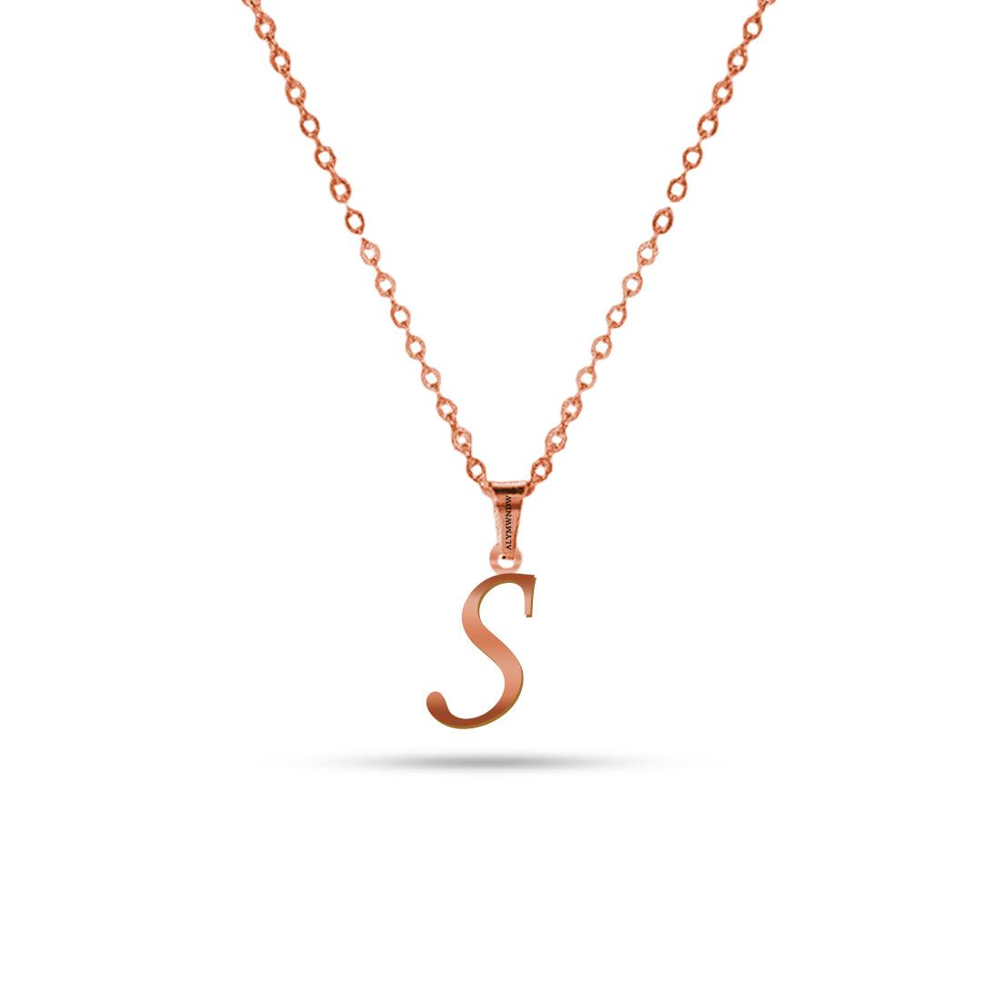 Real 18K / 21K / 22K Gold Initial Necklace – Personalized English Letter - Alymwndw