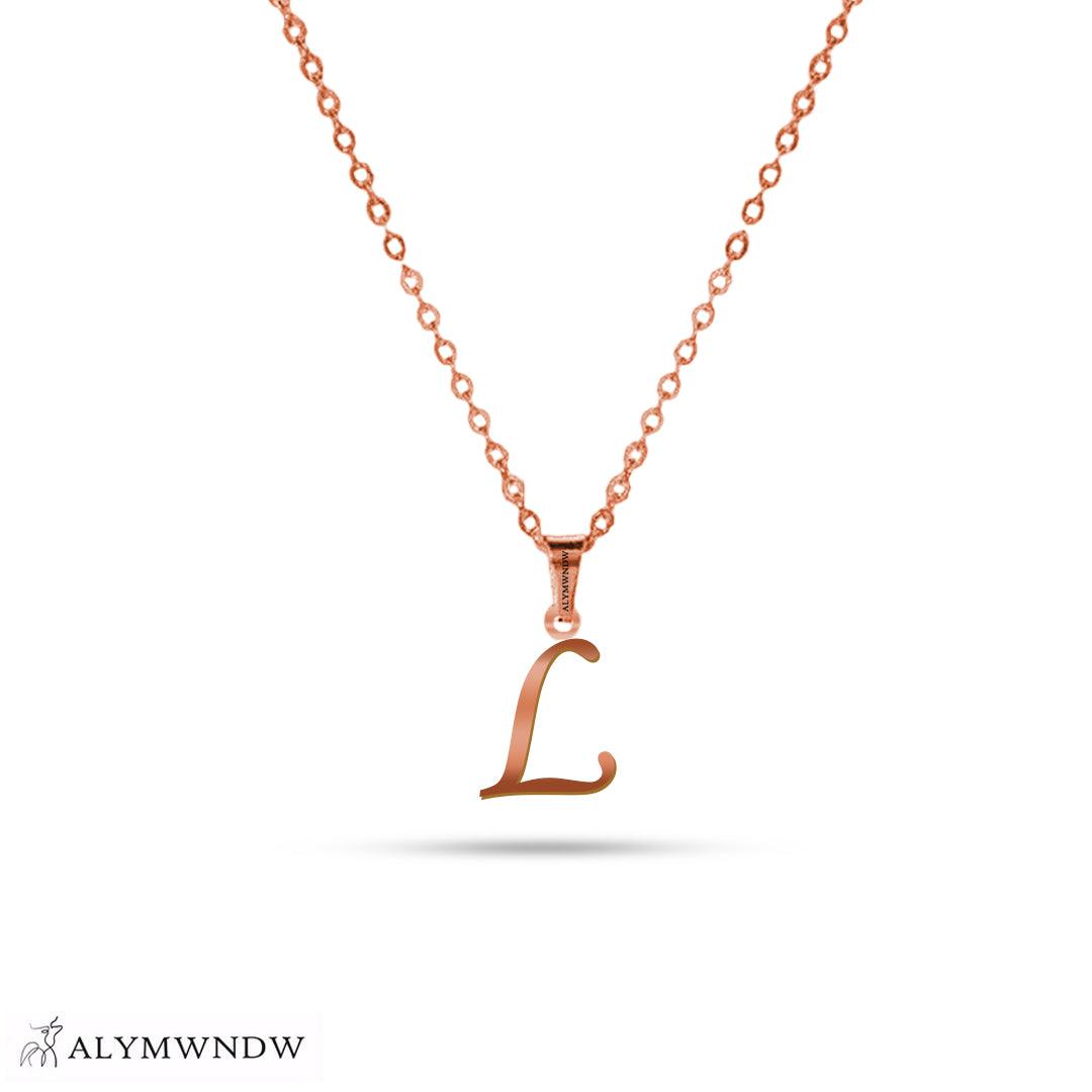Real 18K / 21K / 22K Gold Initial Necklace – Personalized English Letter - Alymwndw