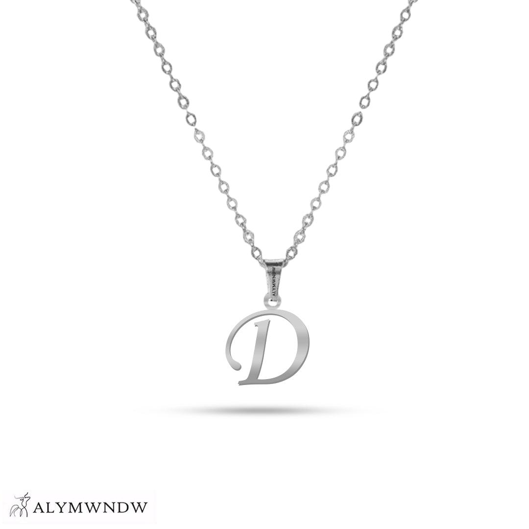 Real 18K / 21K / 22K Gold Initial Necklace – Personalized English Letter - Alymwndw