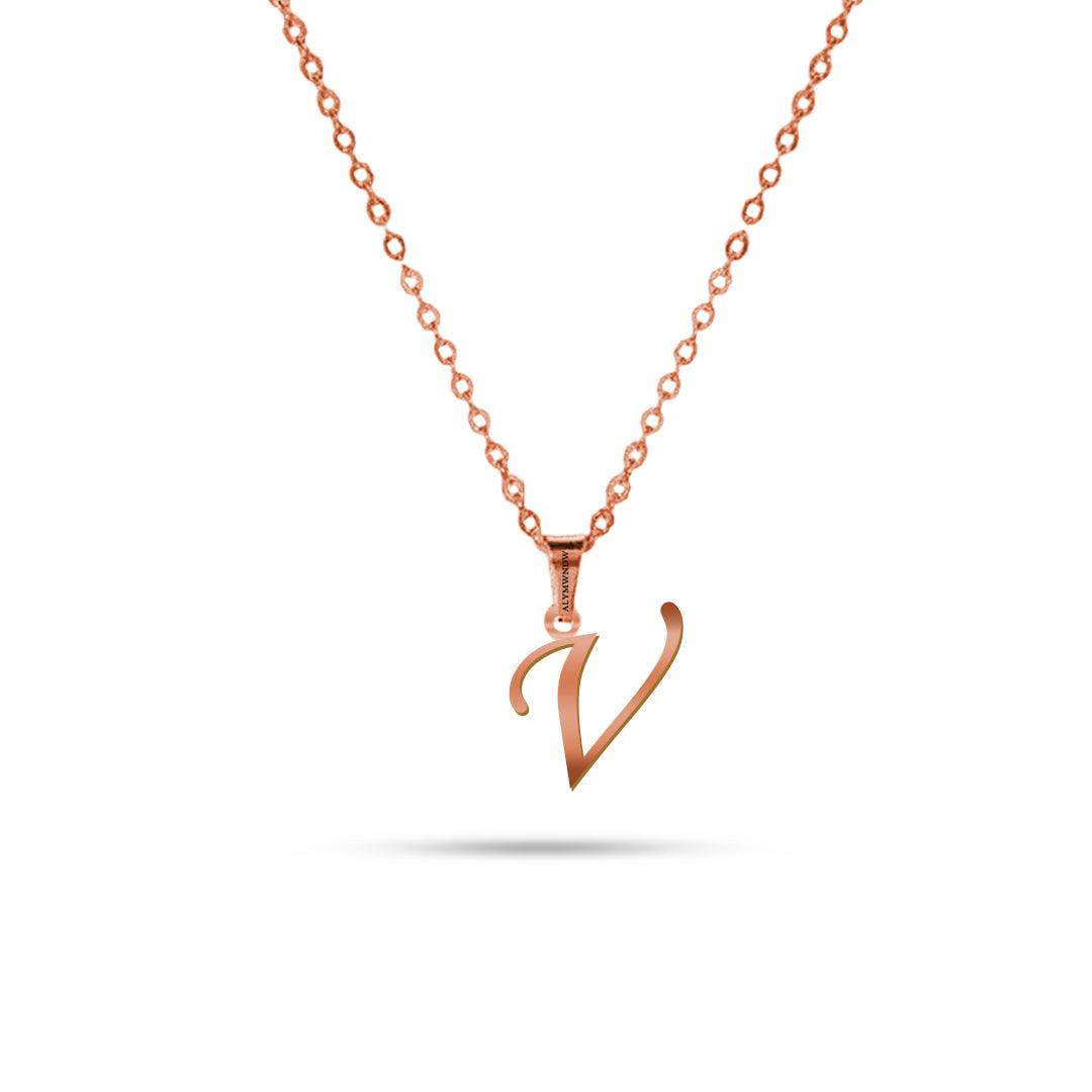 Real 18K / 21K / 22K Gold Initial Necklace – Personalized English Letter - Alymwndw