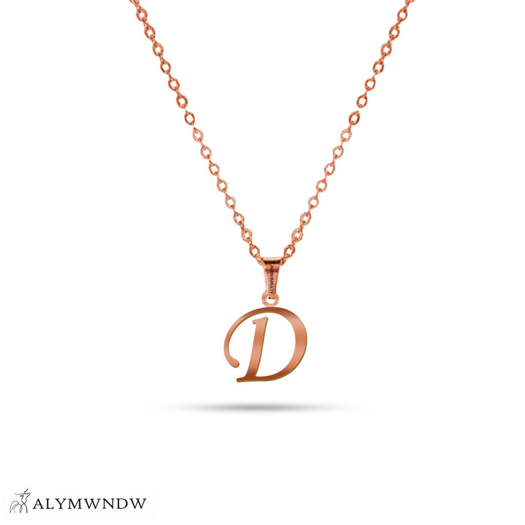 Real 18K / 21K / 22K Gold Initial Necklace – Personalized English Letter - Alymwndw