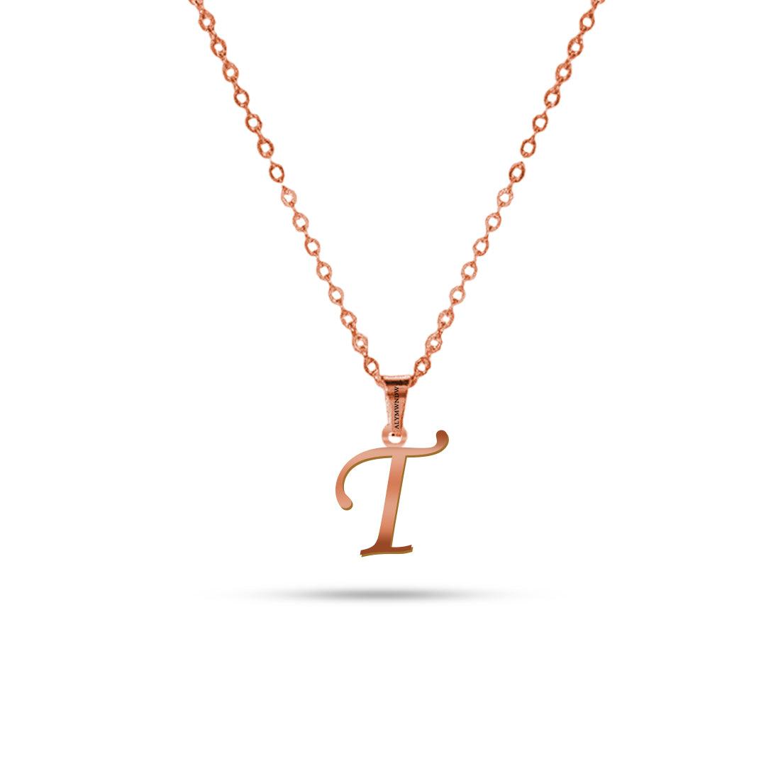 Real 18K / 21K / 22K Gold Initial Necklace – Personalized English Letter - Alymwndw