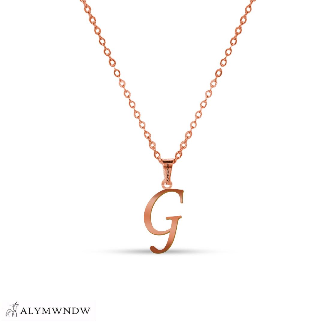 Real 18K / 21K / 22K Gold Initial Necklace – Personalized English Letter - Alymwndw
