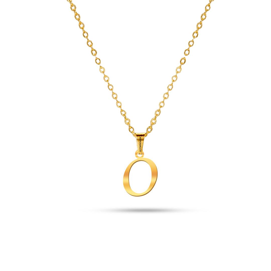 Real 18K / 21K / 22K Gold Initial Necklace – Personalized English Letter - Alymwndw