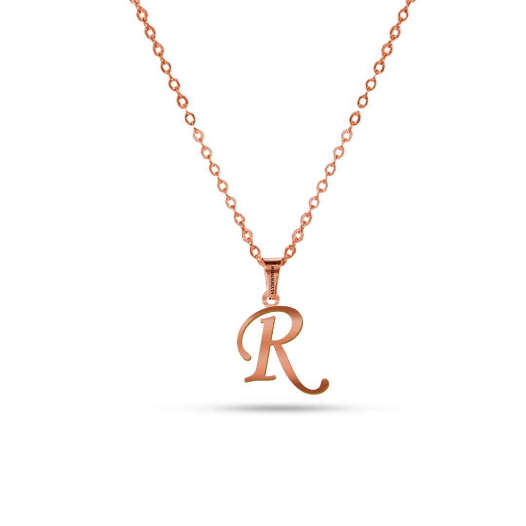 Real 18K / 21K / 22K Gold Initial Necklace – Personalized English Letter - Alymwndw