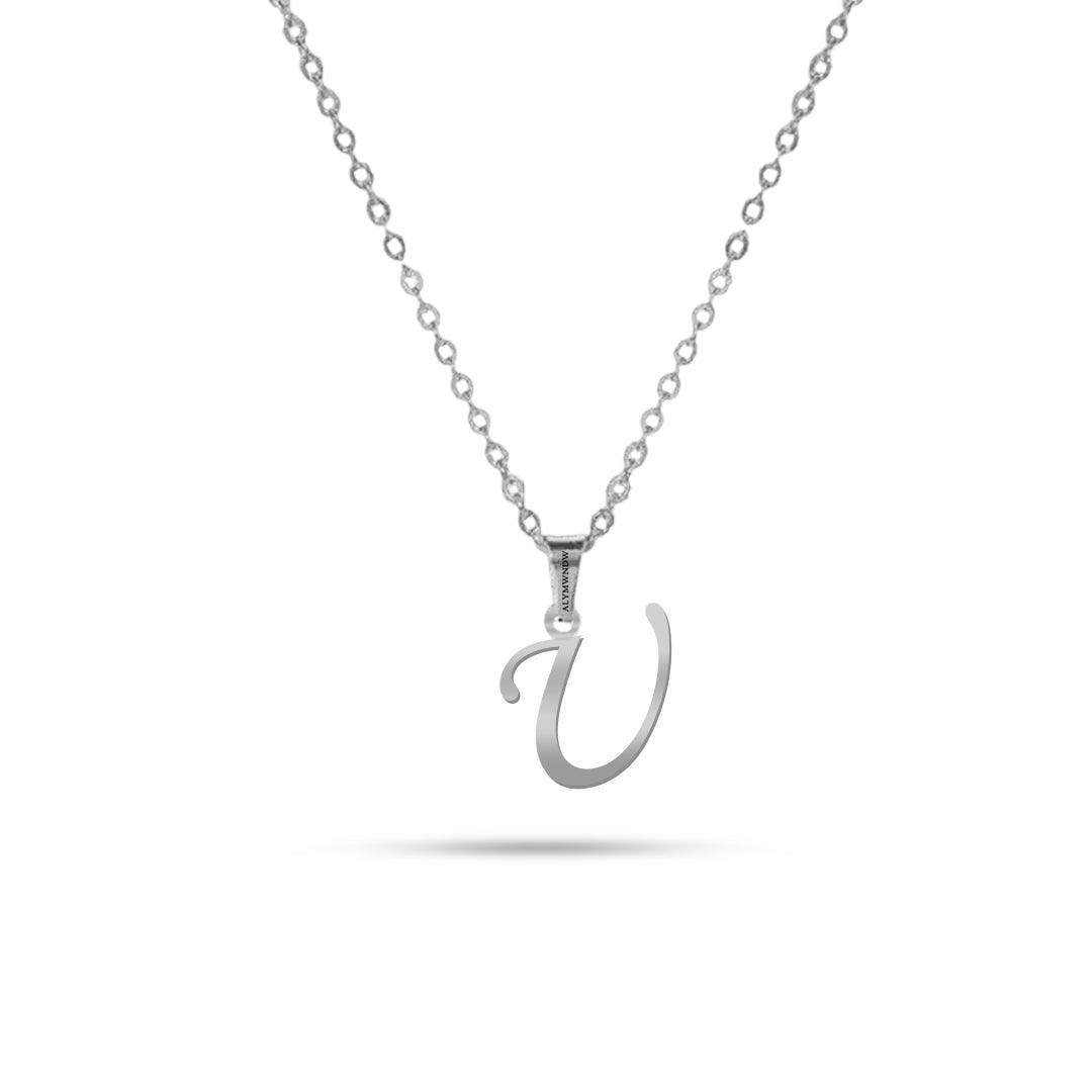 Real 18K / 21K / 22K Gold Initial Necklace – Personalized English Letter - Alymwndw