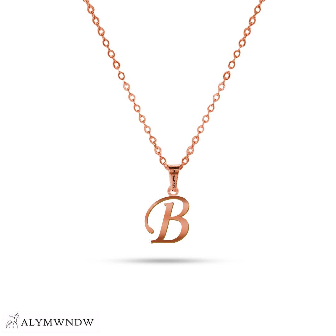 Real 18K / 21K / 22K Gold Initial Necklace – Personalized English Letter - Alymwndw