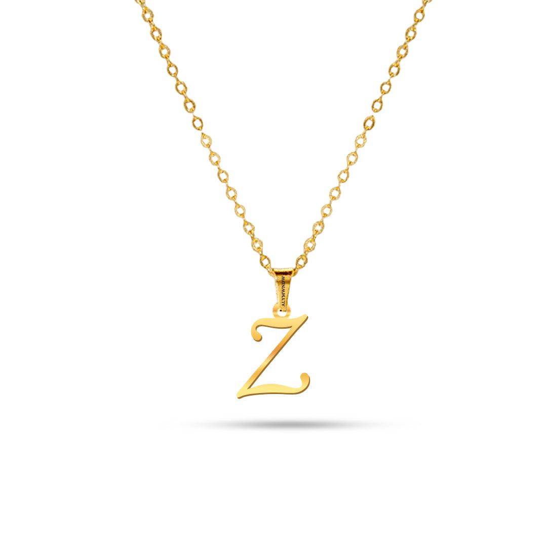 Real 18K / 21K / 22K Gold Initial Necklace – Personalized English Letter - Alymwndw