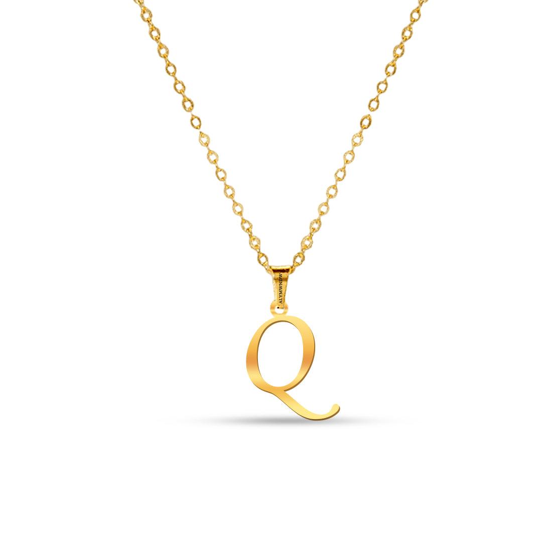 Real 18K / 21K / 22K Gold Initial Necklace – Personalized English Letter - Alymwndw