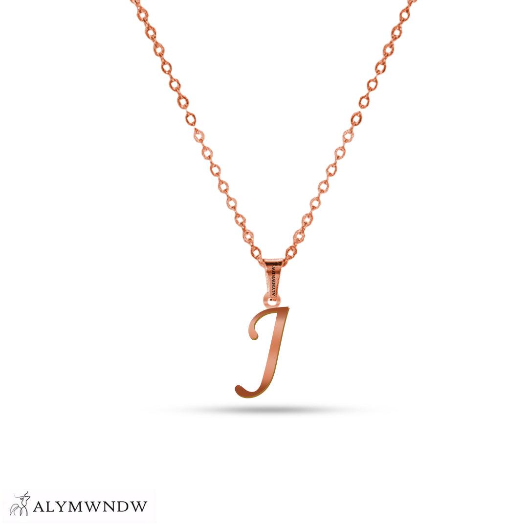 Real 18K / 21K / 22K Gold Initial Necklace – Personalized English Letter - Alymwndw