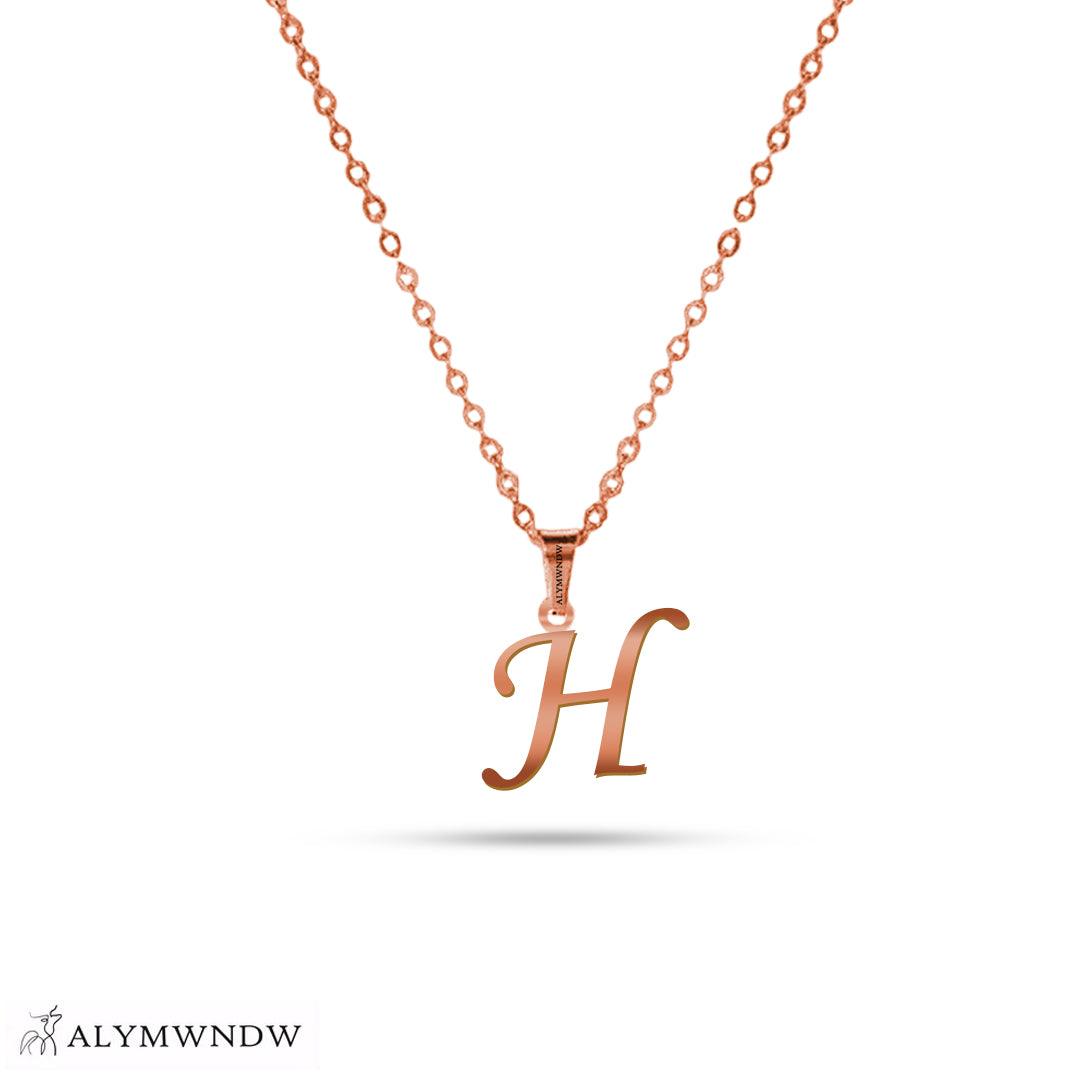 Real 18K / 21K / 22K Gold Initial Necklace – Personalized English Letter - Alymwndw