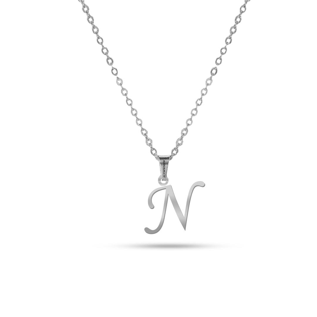 Real 18K / 21K / 22K Gold Initial Necklace – Personalized English Letter - Alymwndw