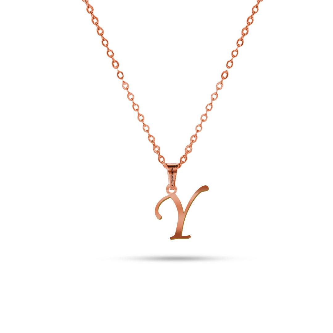 Real 18K / 21K / 22K Gold Initial Necklace – Personalized English Letter - Alymwndw