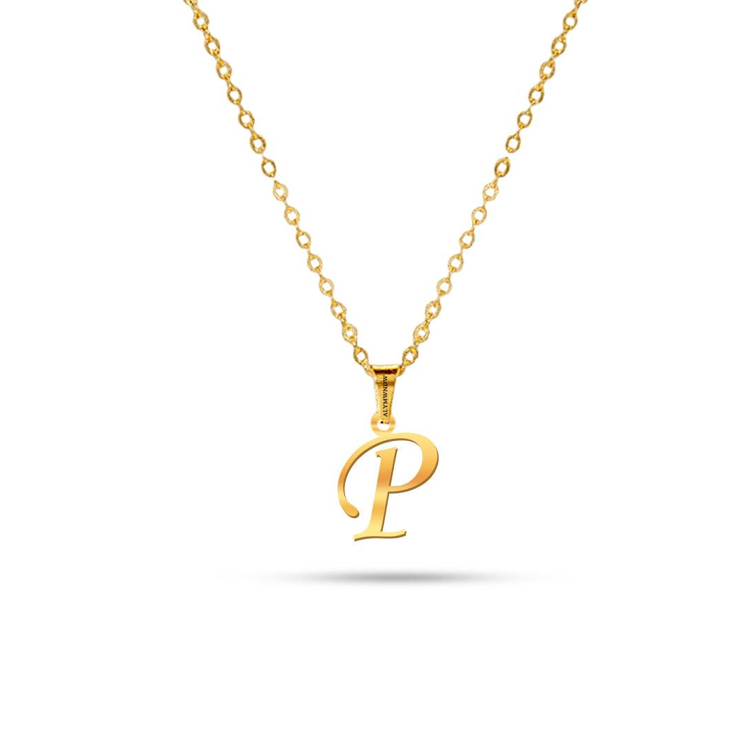 Real 18K / 21K / 22K Gold Initial Necklace – Personalized English Letter - Alymwndw