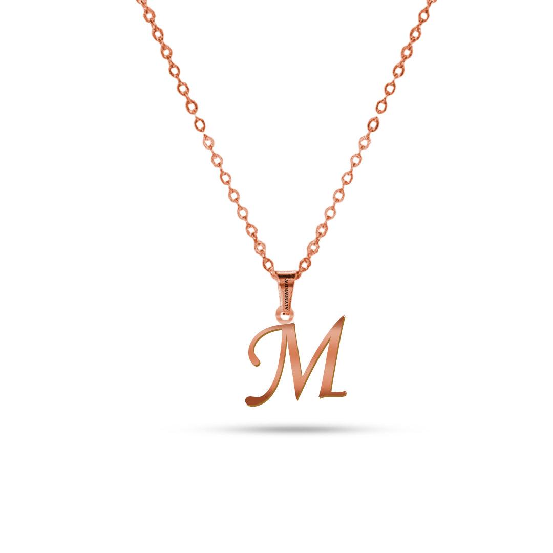 Real 18K / 21K / 22K Gold Initial Necklace – Personalized English Letter - Alymwndw
