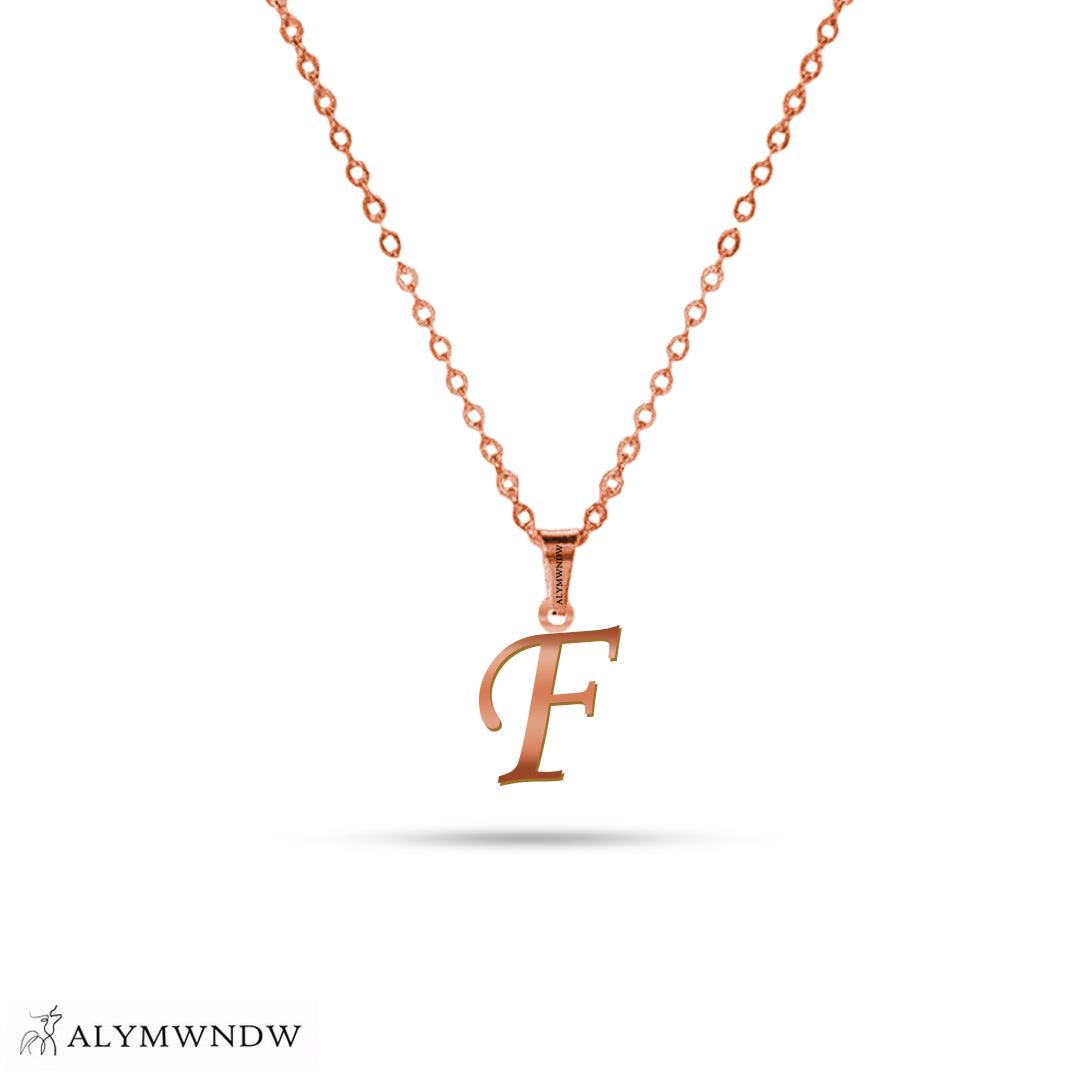Real 18K / 21K / 22K Gold Initial Necklace – Personalized English Letter - Alymwndw