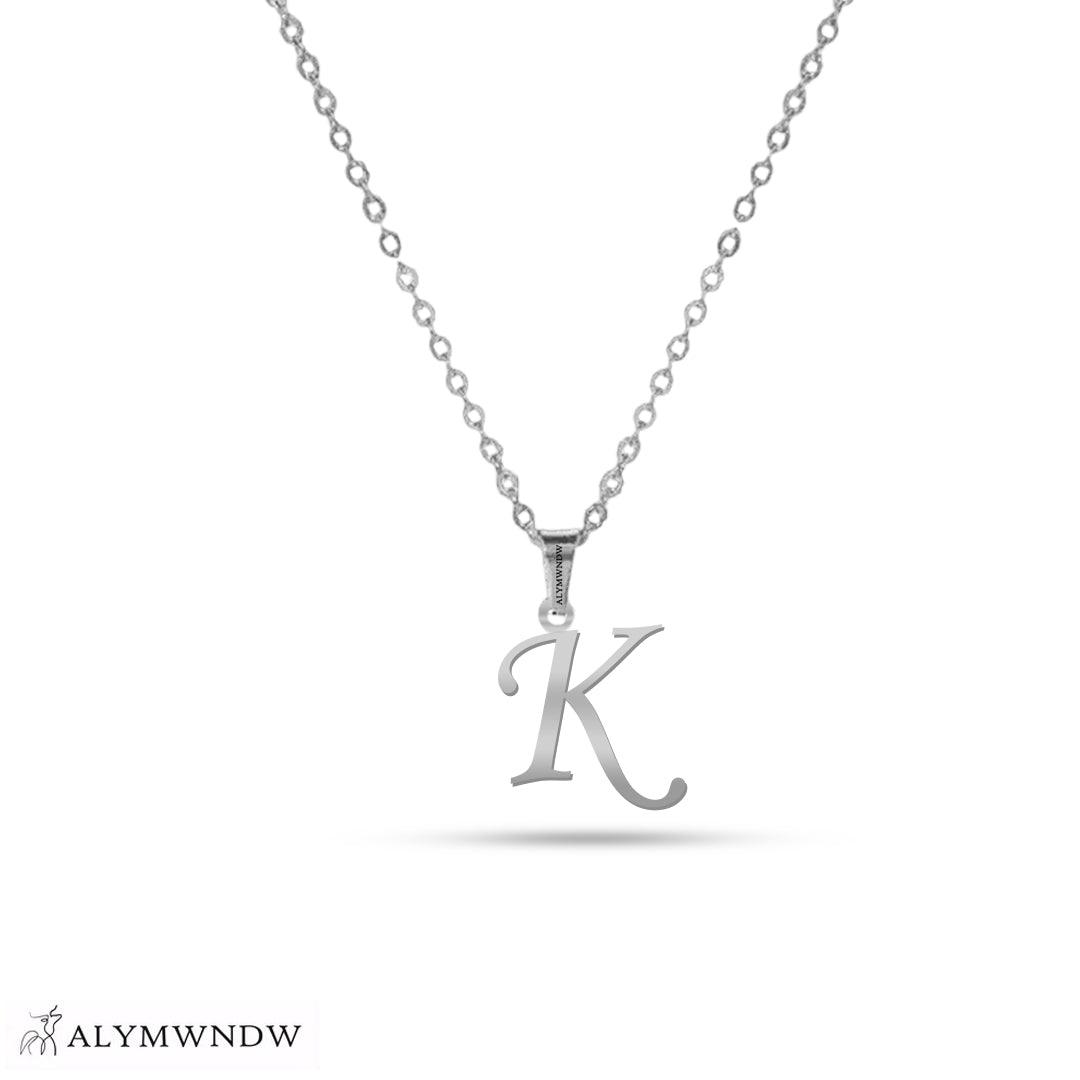 Real 18K / 21K / 22K Gold Initial Necklace – Personalized English Letter - Alymwndw
