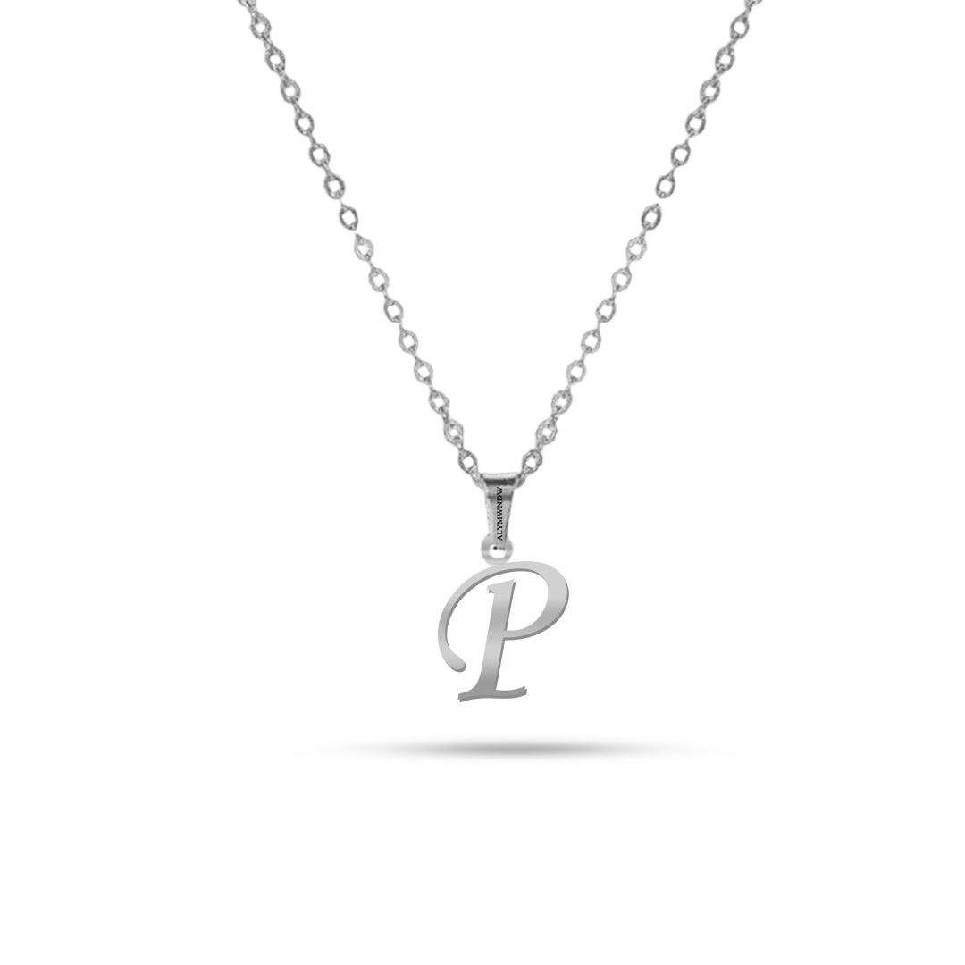 Real 18K / 21K / 22K Gold Initial Necklace – Personalized English Letter - Alymwndw