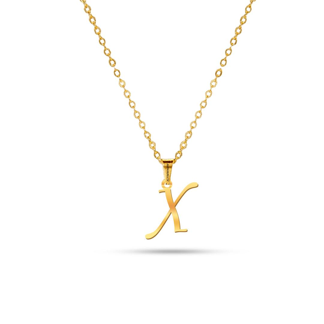 Real 18K / 21K / 22K Gold Initial Necklace – Personalized English Letter - Alymwndw