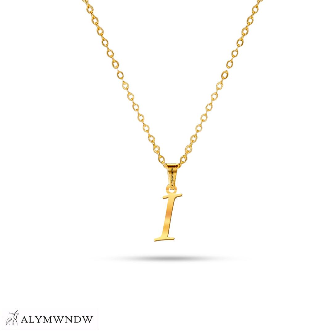 Real 18K / 21K / 22K Gold Initial Necklace – Personalized English Letter - Alymwndw