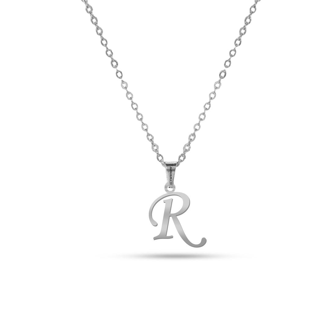 Real 18K / 21K / 22K Gold Initial Necklace – Personalized English Letter - Alymwndw