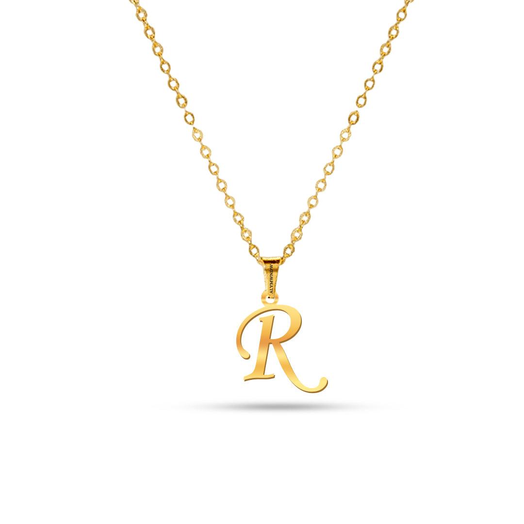 Real 18K / 21K / 22K Gold Initial Necklace – Personalized English Letter - Alymwndw
