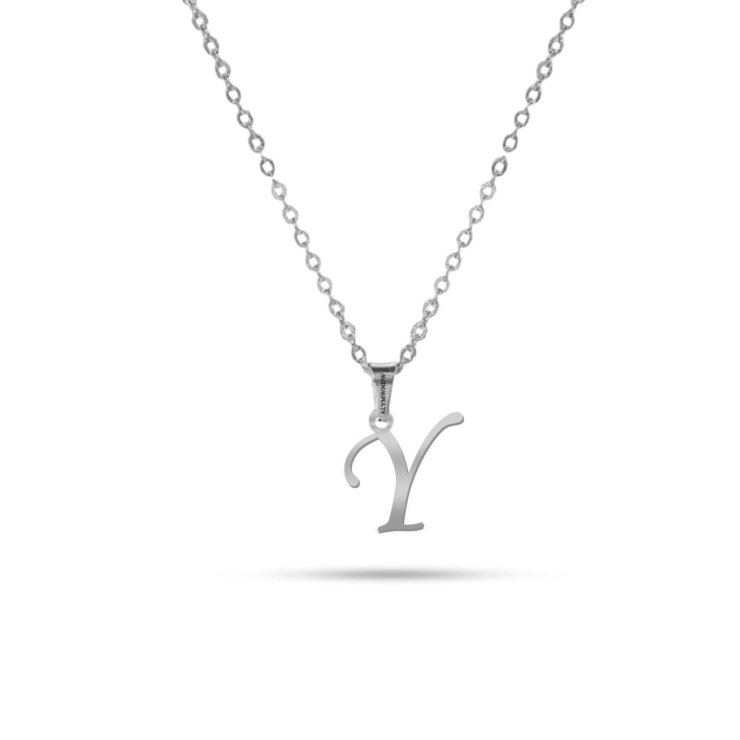 Real 18K / 21K / 22K Gold Initial Necklace – Personalized English Letter - Alymwndw