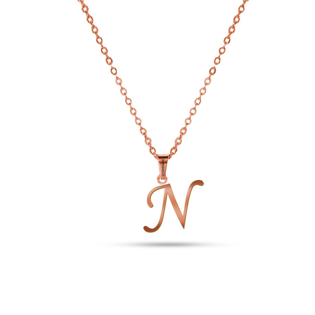 Real 18K / 21K / 22K Gold Initial Necklace – Personalized English Letter - Alymwndw