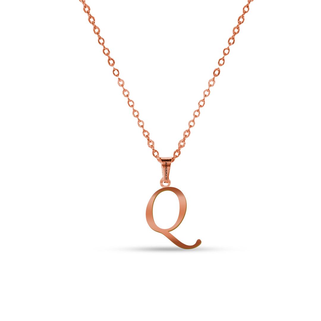Real 18K / 21K / 22K Gold Initial Necklace – Personalized English Letter - Alymwndw