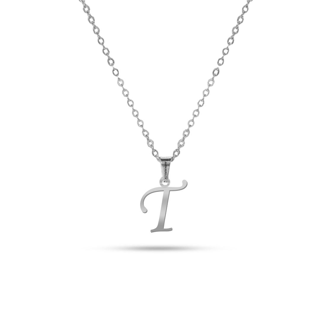 Real 18K / 21K / 22K Gold Initial Necklace – Personalized English Letter - Alymwndw