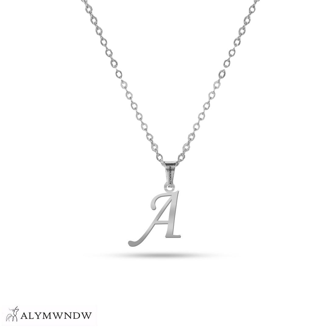 Real 18K / 21K / 22K Gold Initial Necklace – Personalized English Letter - Alymwndw