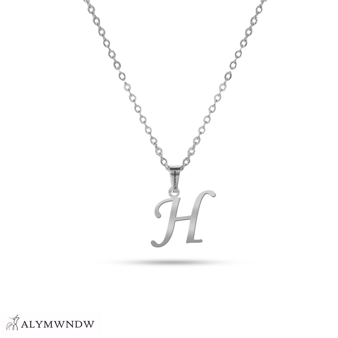 Real 18K / 21K / 22K Gold Initial Necklace – Personalized English Letter - Alymwndw