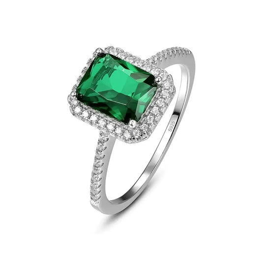 Regal Emerald Ring – 925 Silver with Deep Green Stone - Alymwndw