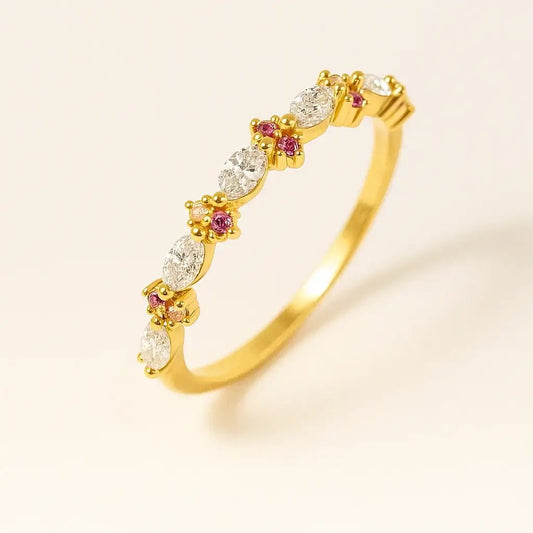 Rosé Glow – Ombre Gemstone Silver Ring - Alymwndw