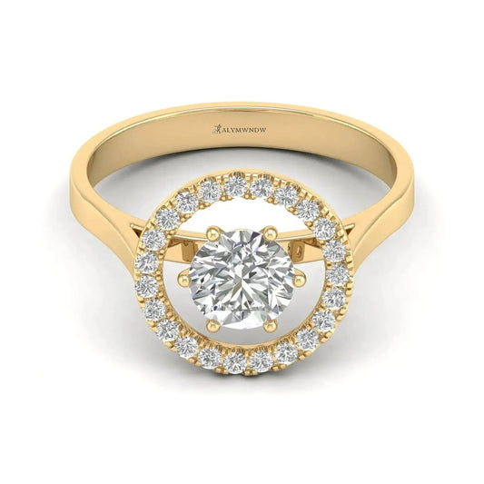 Round Halo Moissanite Ring – GRA Certified Open Halo Design - Alymwndw