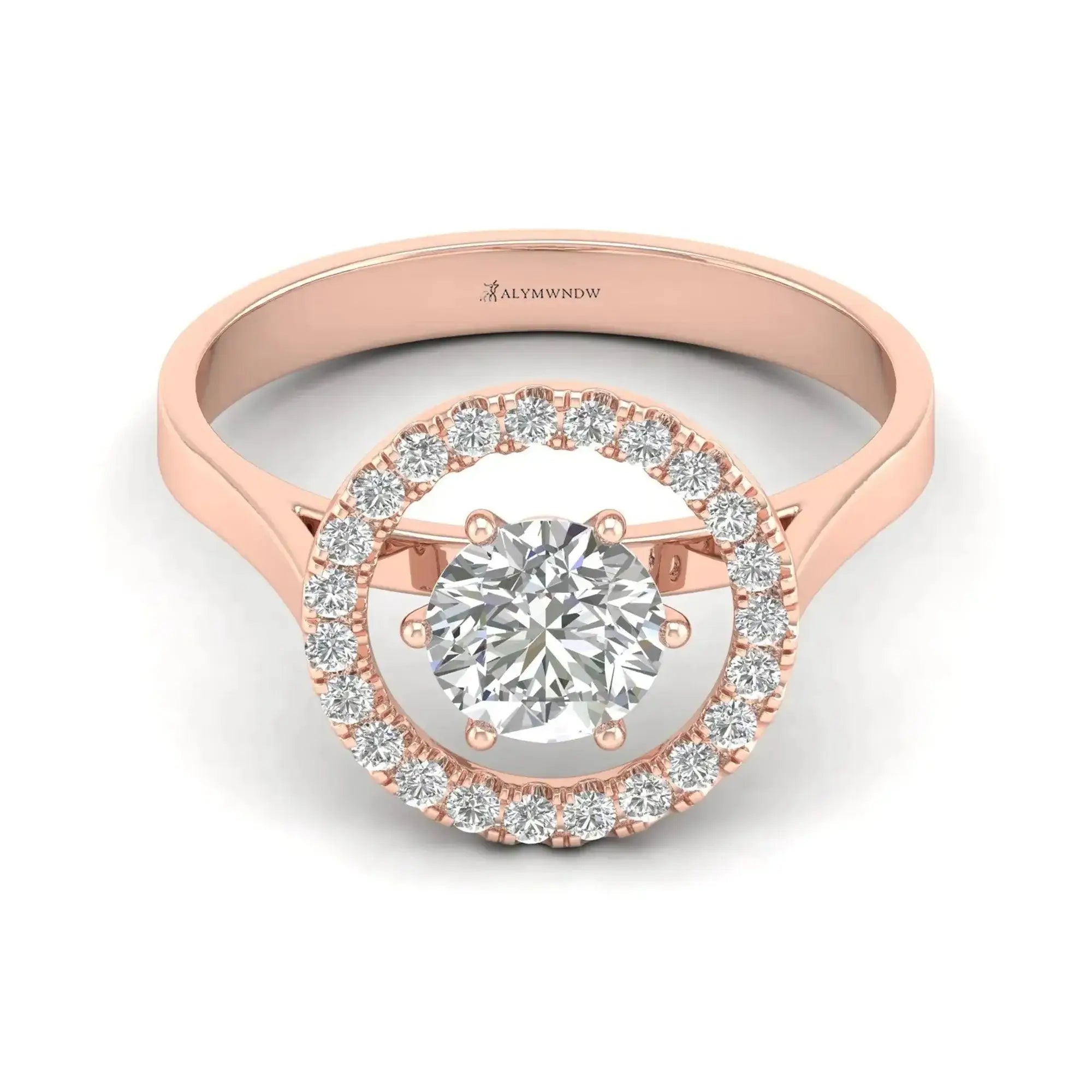 Round Halo Moissanite Ring – GRA Certified Open Halo Design - Alymwndw