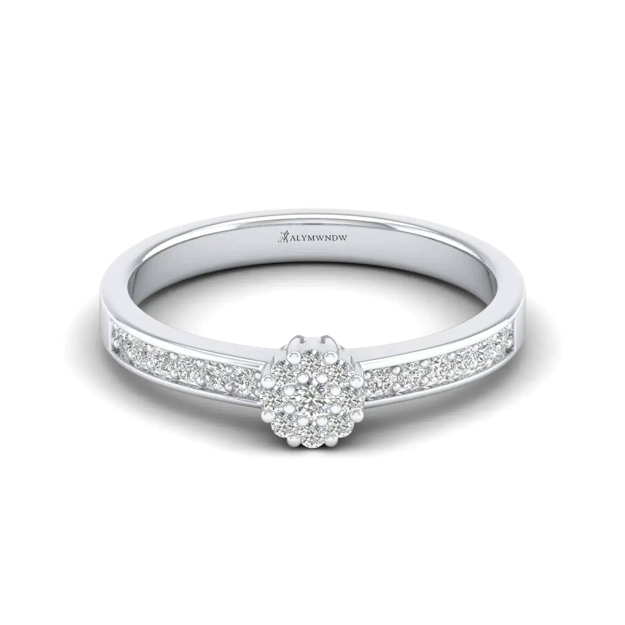 Round Moissanite Cluster Ring – GRA Certified Flower Halo Design - Alymwndw