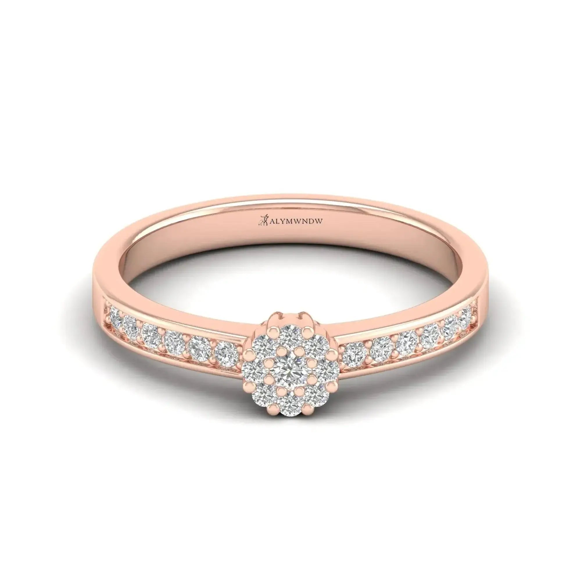 Round Moissanite Cluster Ring – GRA Certified Flower Halo Design - Alymwndw
