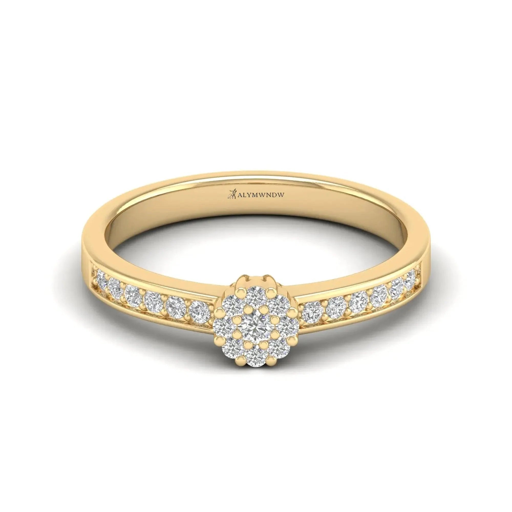Round Moissanite Cluster Ring – GRA Certified Flower Halo Design - Alymwndw