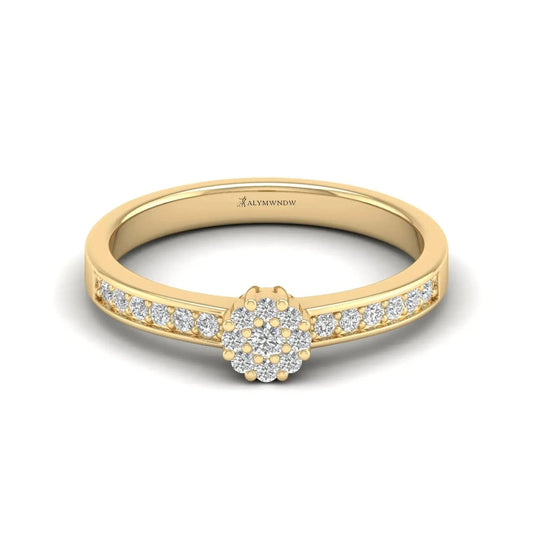 Round Moissanite Cluster Ring – GRA Certified Flower Halo Design - Alymwndw